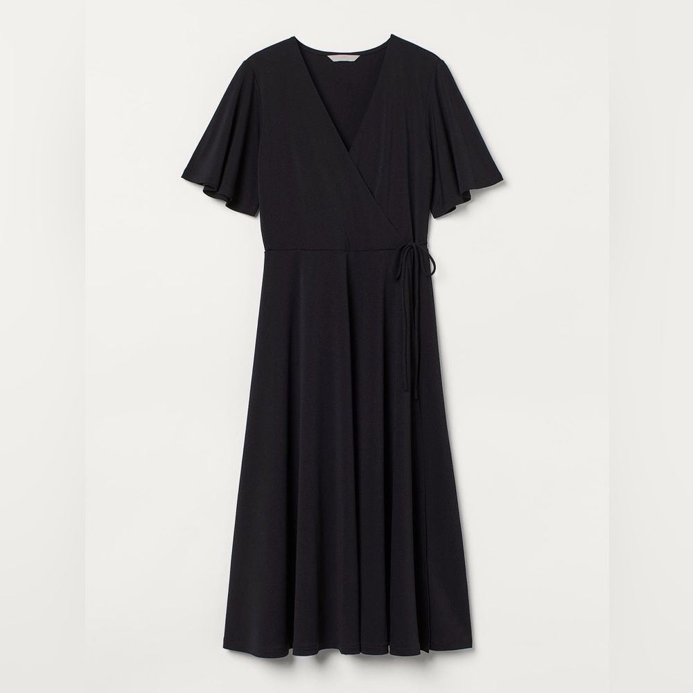H&M Butterfly Sleeved Black Jersey Dress Size Medium NWT 7 0472